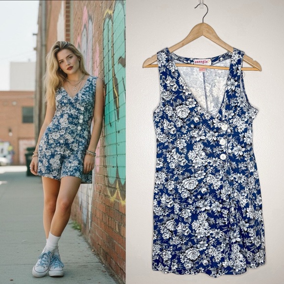 Energie Pants - Vintage 90’s Cotton Floral Romper, medium